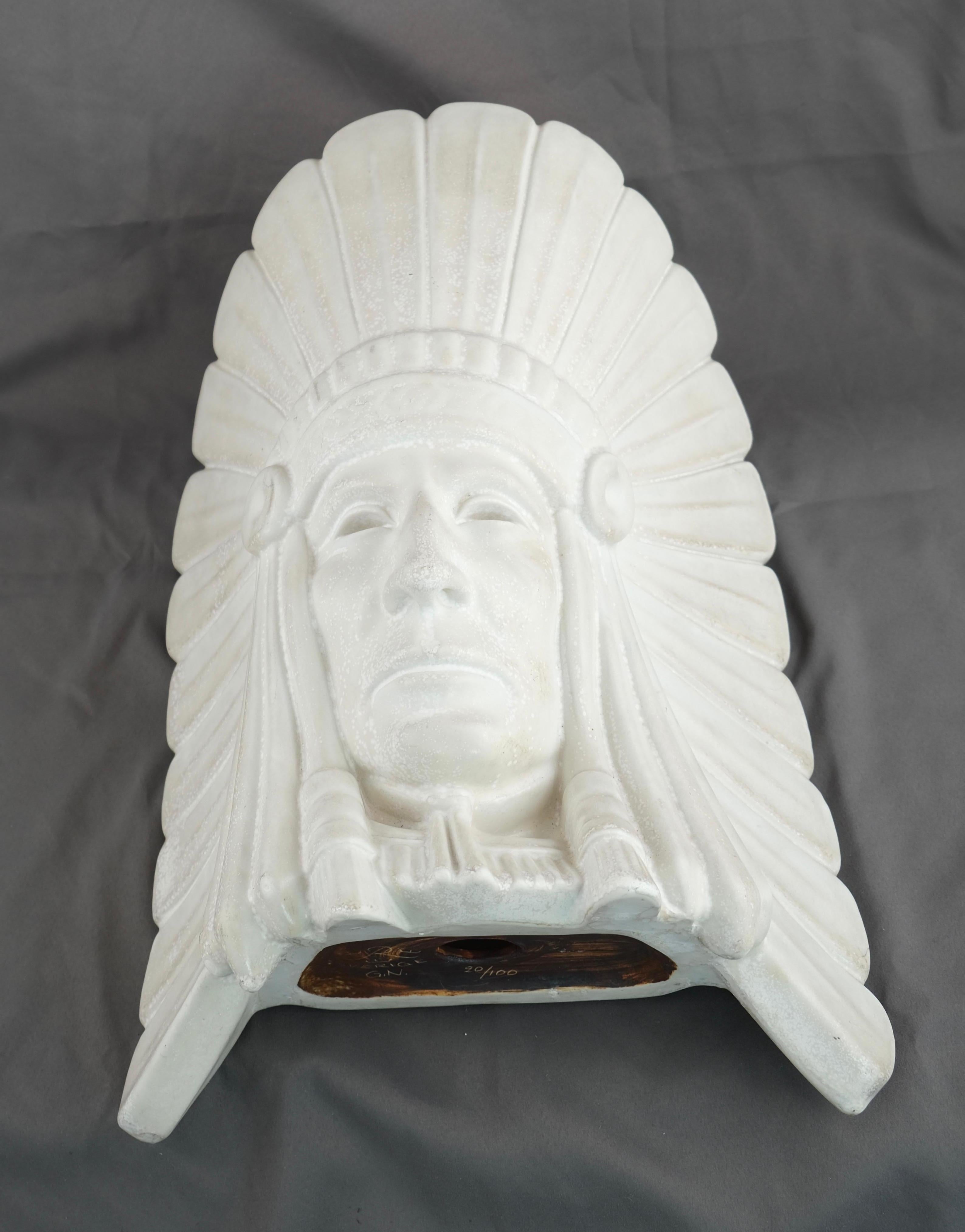 Clay Sculpture. Indian Chief. Signed Gunnar Nylund, Rörstrand 1940s For Sale