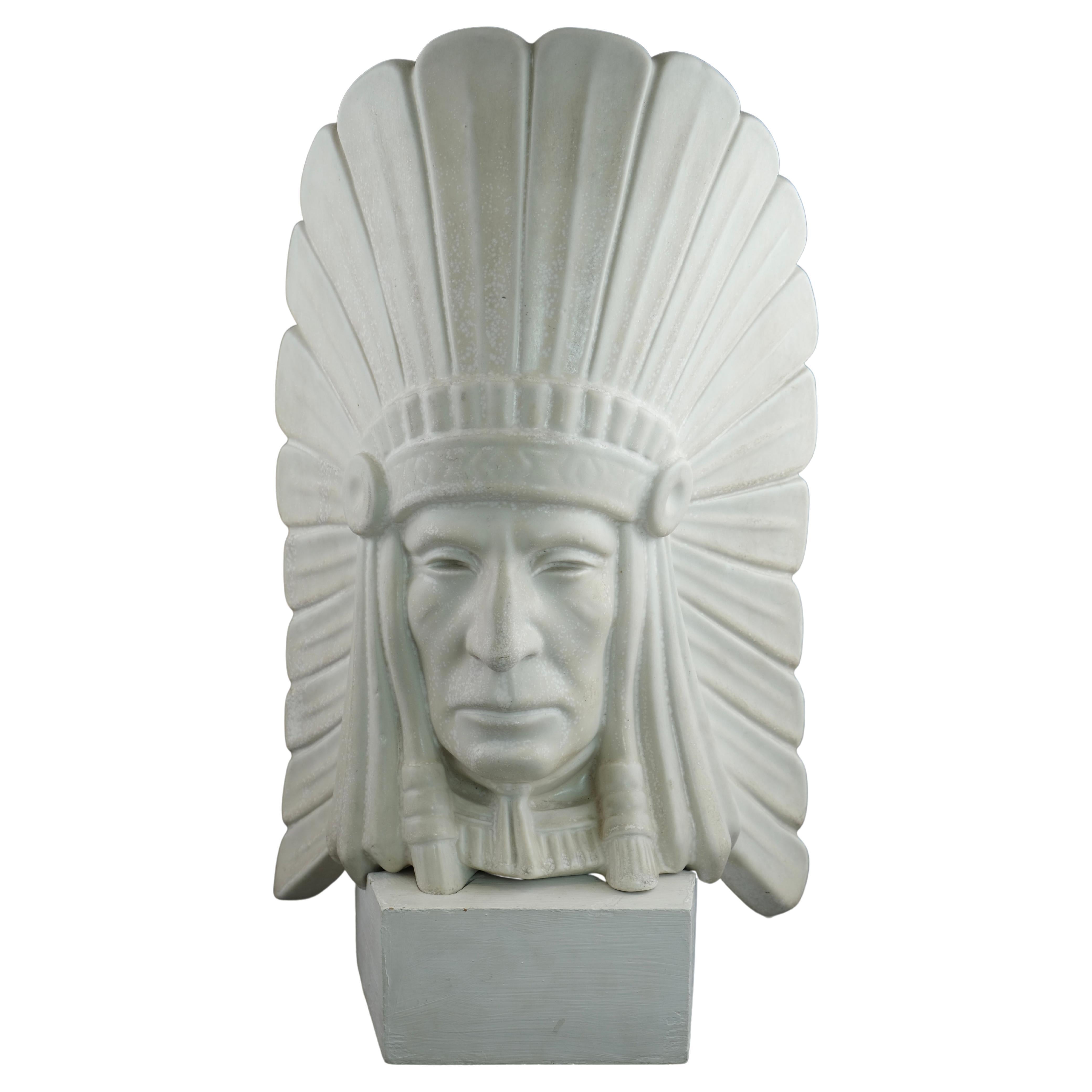 Sculpture. Indian Chief. Signed Gunnar Nylund, Rörstrand 1940s For Sale