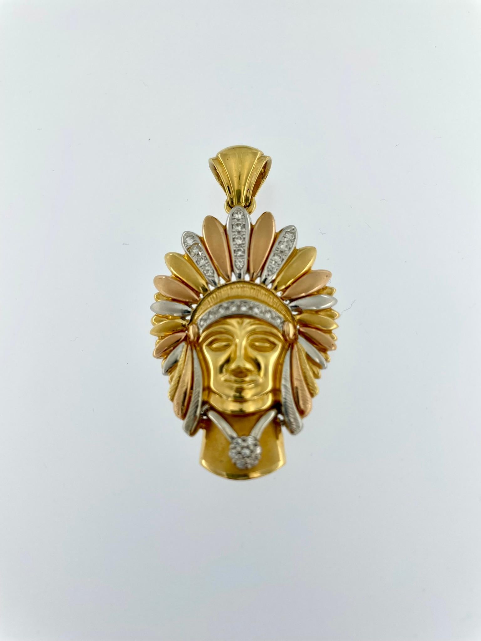 gold indian chief pendant