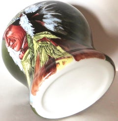 Indian Chief Motif Porcelain Humidor, American, circa 1900