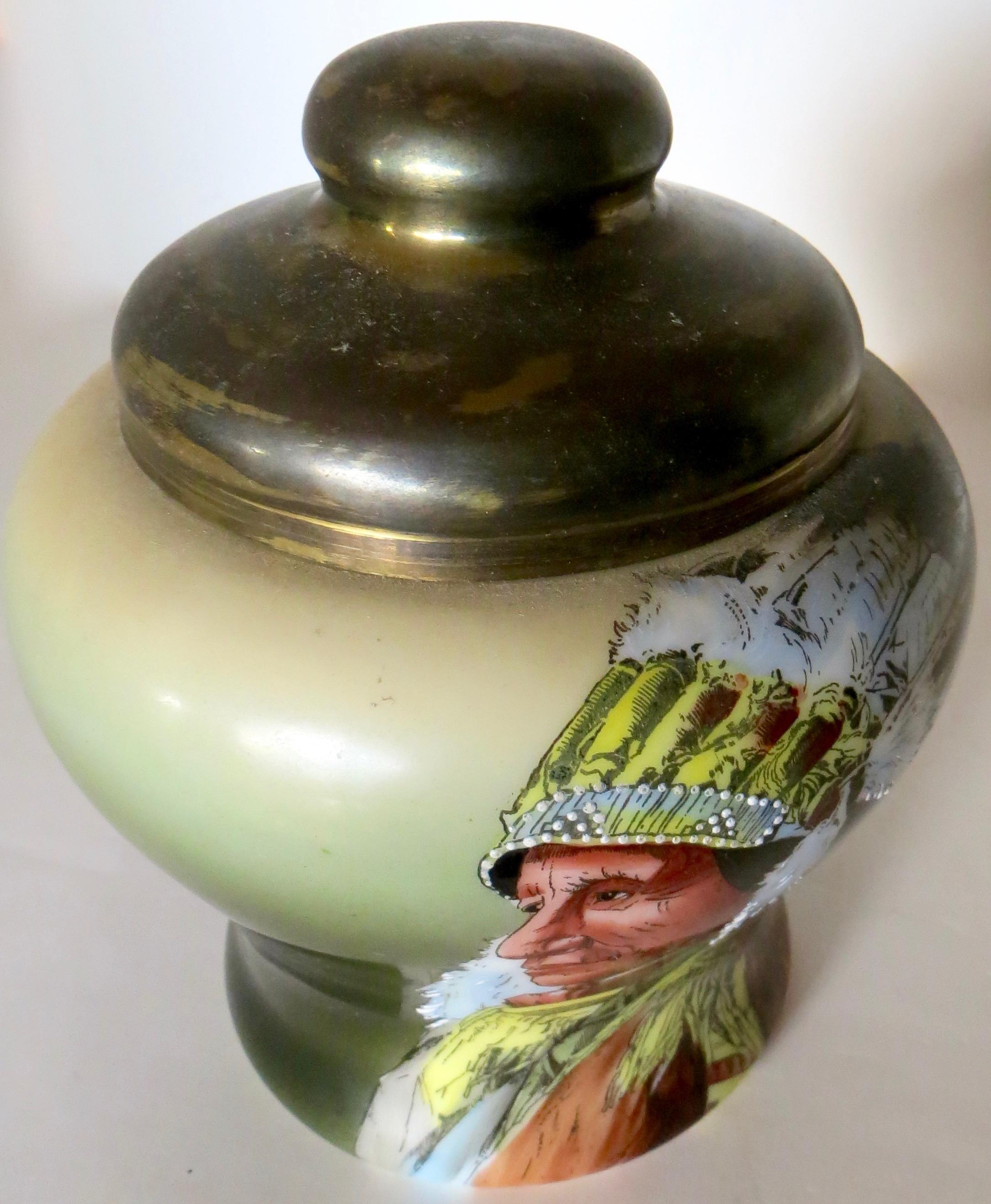 Hand-Painted Indian Chief Motif Porcelain Humidor, American, circa 1900 For Sale