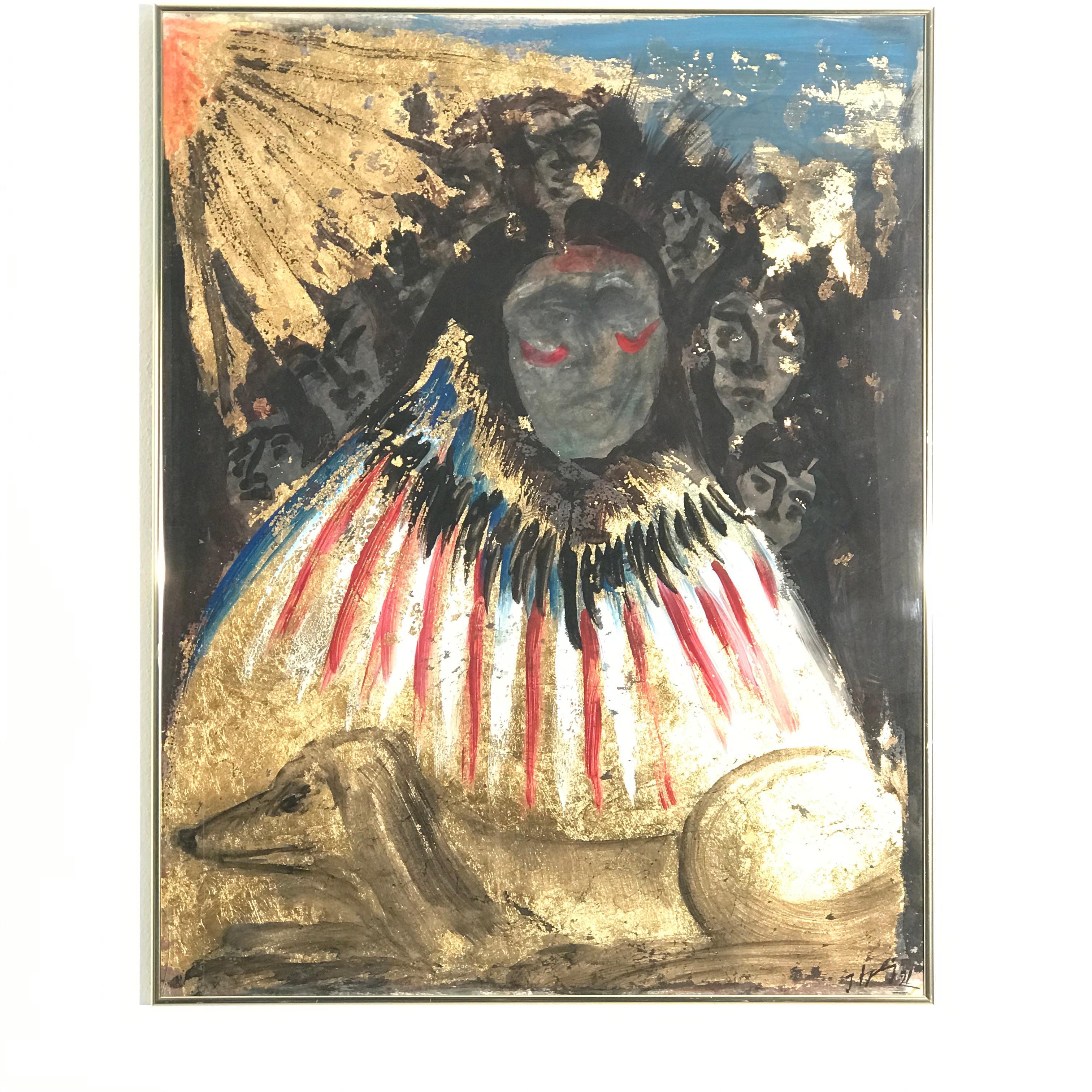 20th Century Indian Chief Painting For Sale