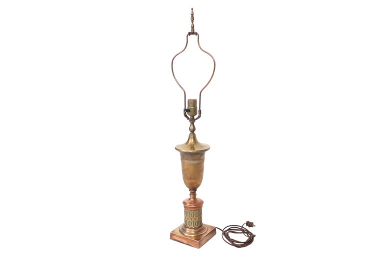 Indian Copper and Teal Table Lamp For Sale at 1stDibs