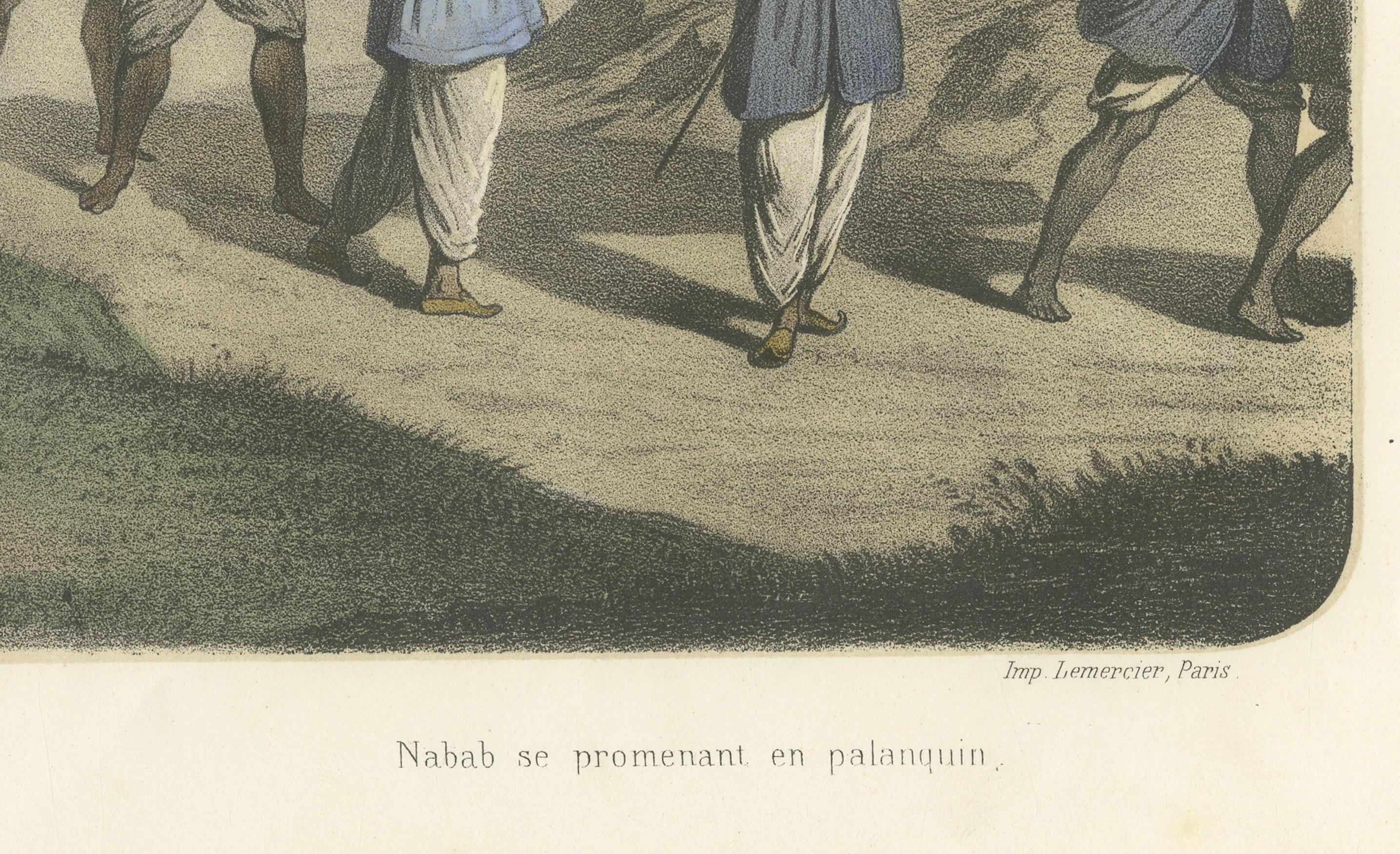 Costumes indiens - Couple de Bramin, Bayadères et Nabob dans un palanquin, c.I.C. en vente 1