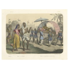 Costumes indiens - Couple de Bramin, Bayadères et Nabob dans un palanquin, c.I.C.
