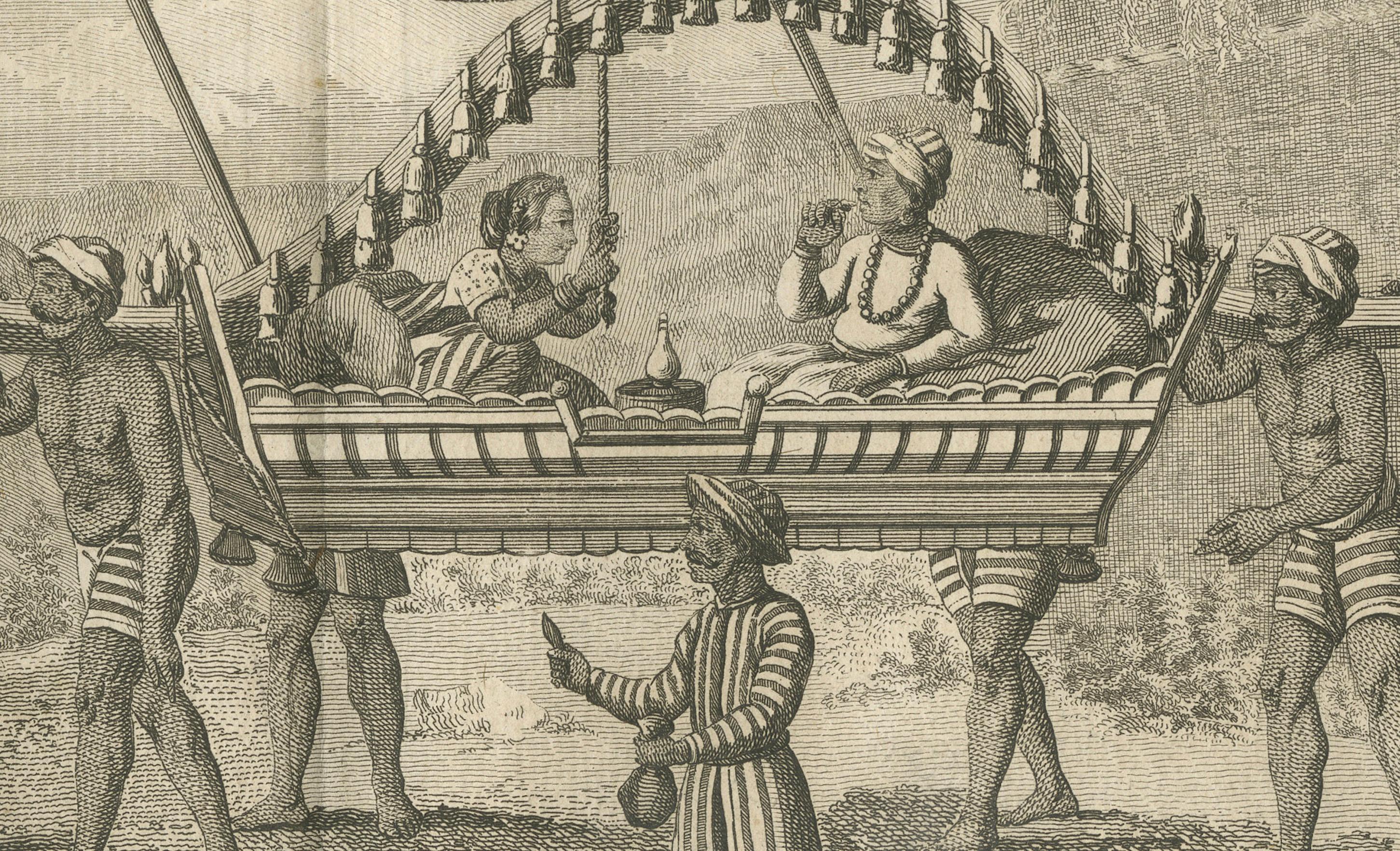 Indisches Paar in zeremonieller Sänfte - Sonnerat-Stich, Paris 1806 (Frühes 19. Jahrhundert) im Angebot