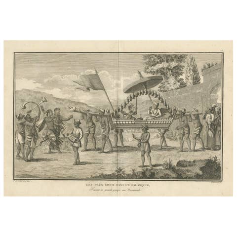 Indian Couple in Ceremonial Palanquin – Sonnerat Engraving, Paris 1806