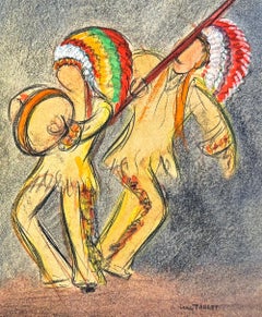 "Indian Dance", Drawing Depicting Native Americans by Jean Target, France