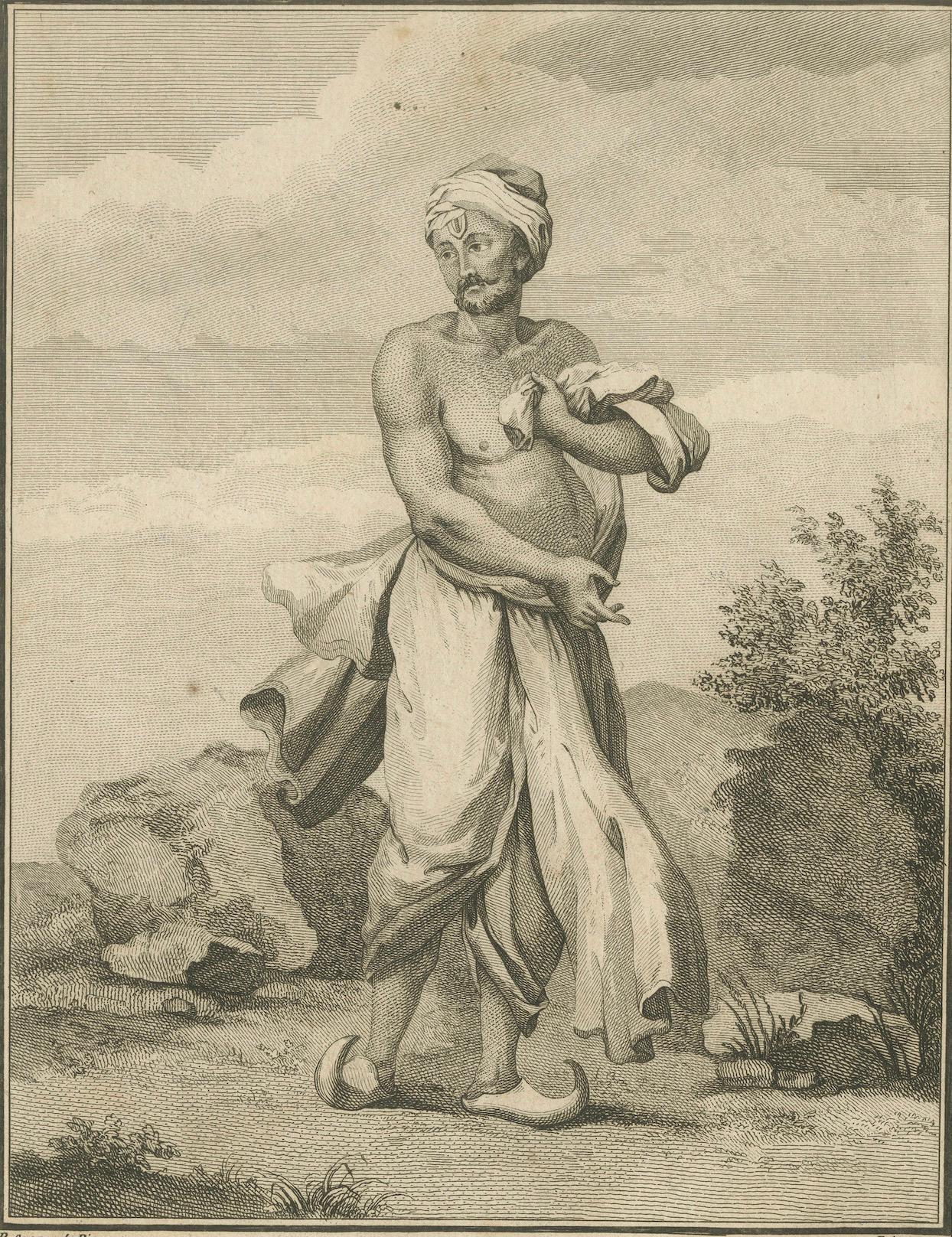 Indischer Verehrer von Vishnu - Stich aus Sonnerats Reise nach Indien 1806 (Papier) im Angebot