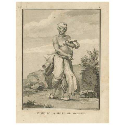 Indian Devotee of Vishnu – Engraving from Sonnerat's 1806 Voyage to India