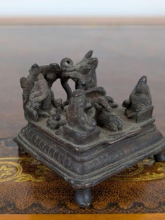 Indian Devotional Bronze Household Shrine Depicting Nandi and Shiva Linga
