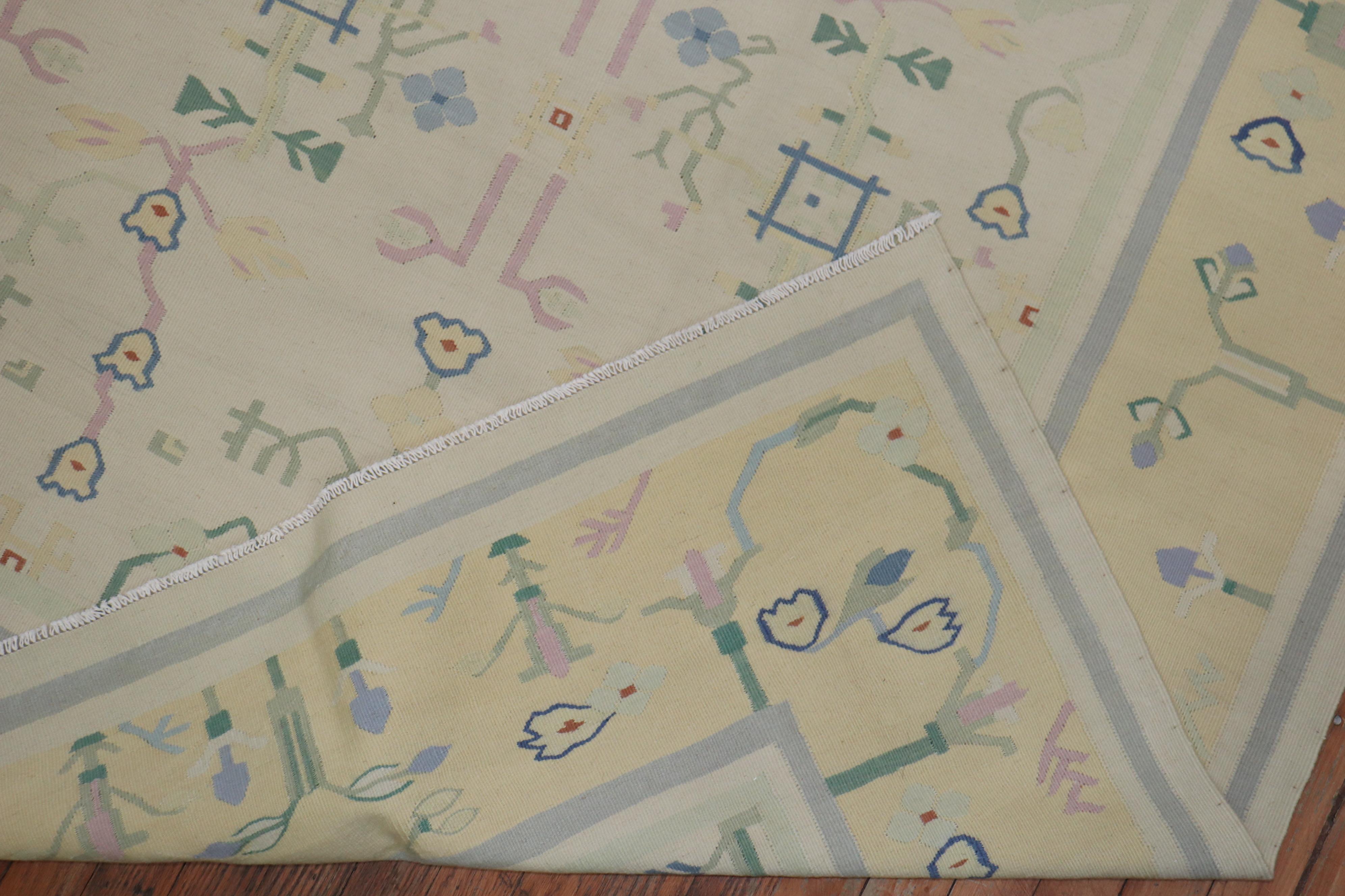 Tapis Dhurrie indien inspiré par les tapis scandinaves, fin du XXe siècle Bon état - En vente à New York, NY