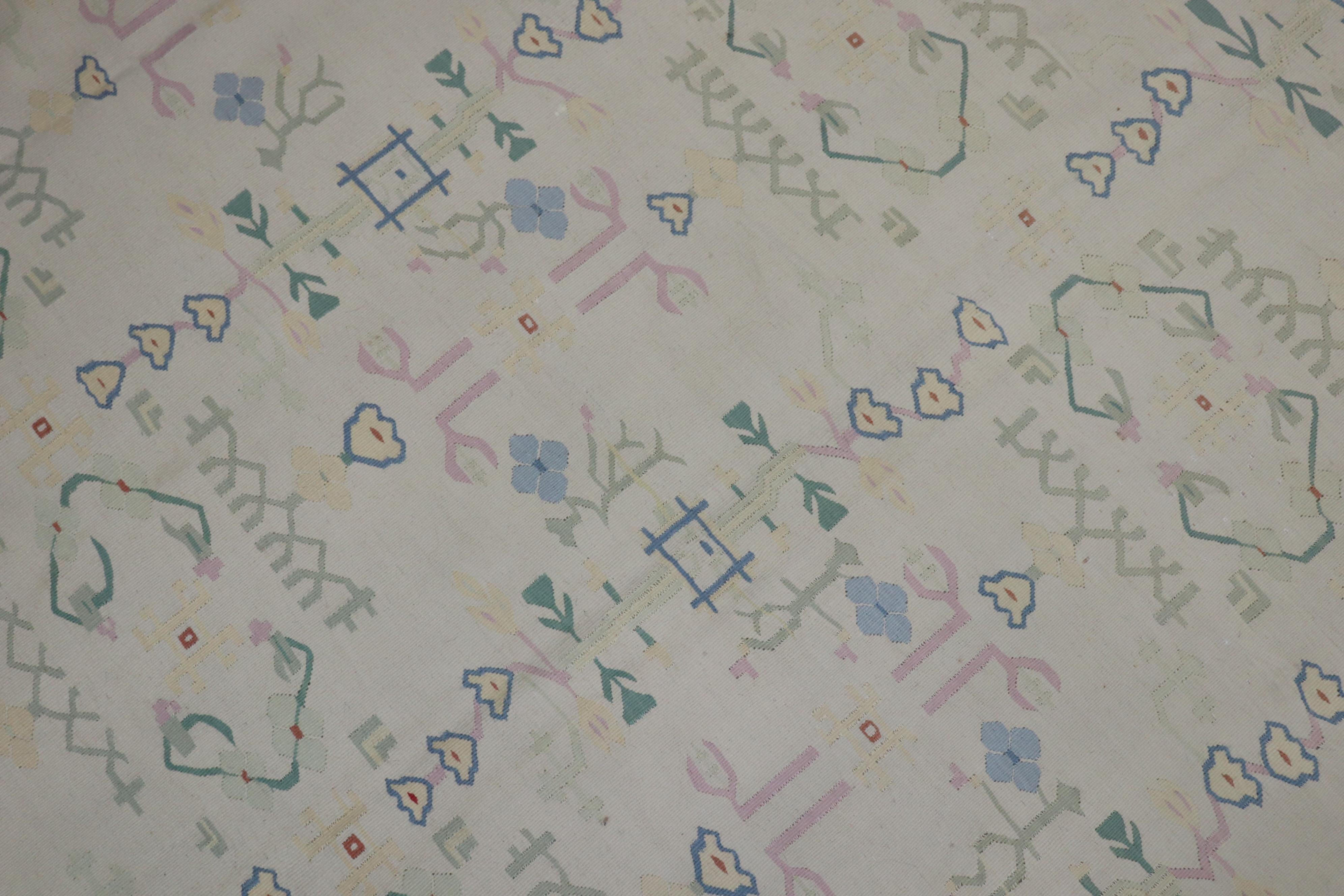 20ième siècle Tapis Dhurrie indien inspiré par les tapis scandinaves, fin du XXe siècle en vente