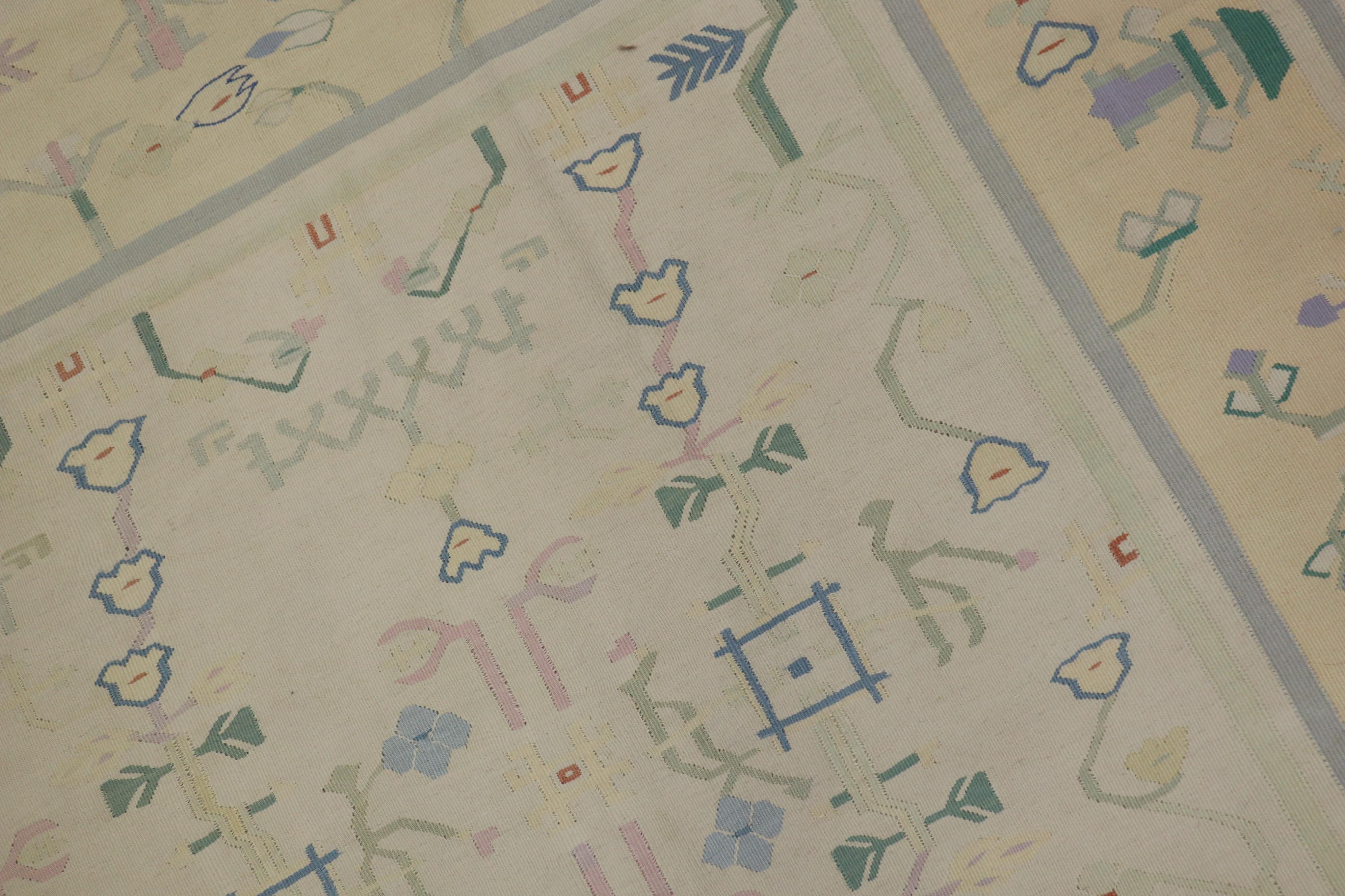 Laine Tapis Dhurrie indien inspiré par les tapis scandinaves, fin du XXe siècle en vente