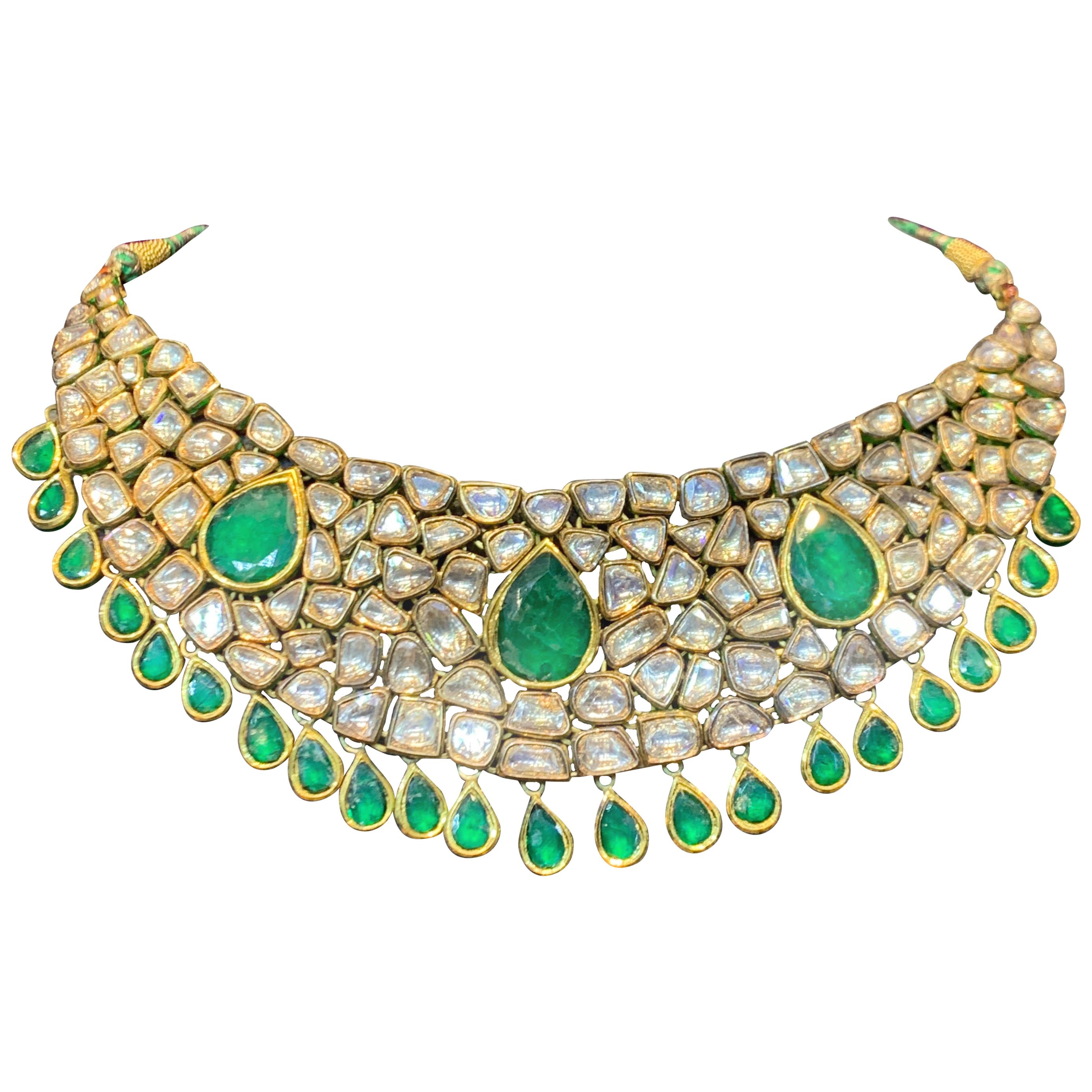 Indian Diamond and Emerald Necklace