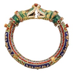 Indian Diamond and Enamel Bangle Bracelet