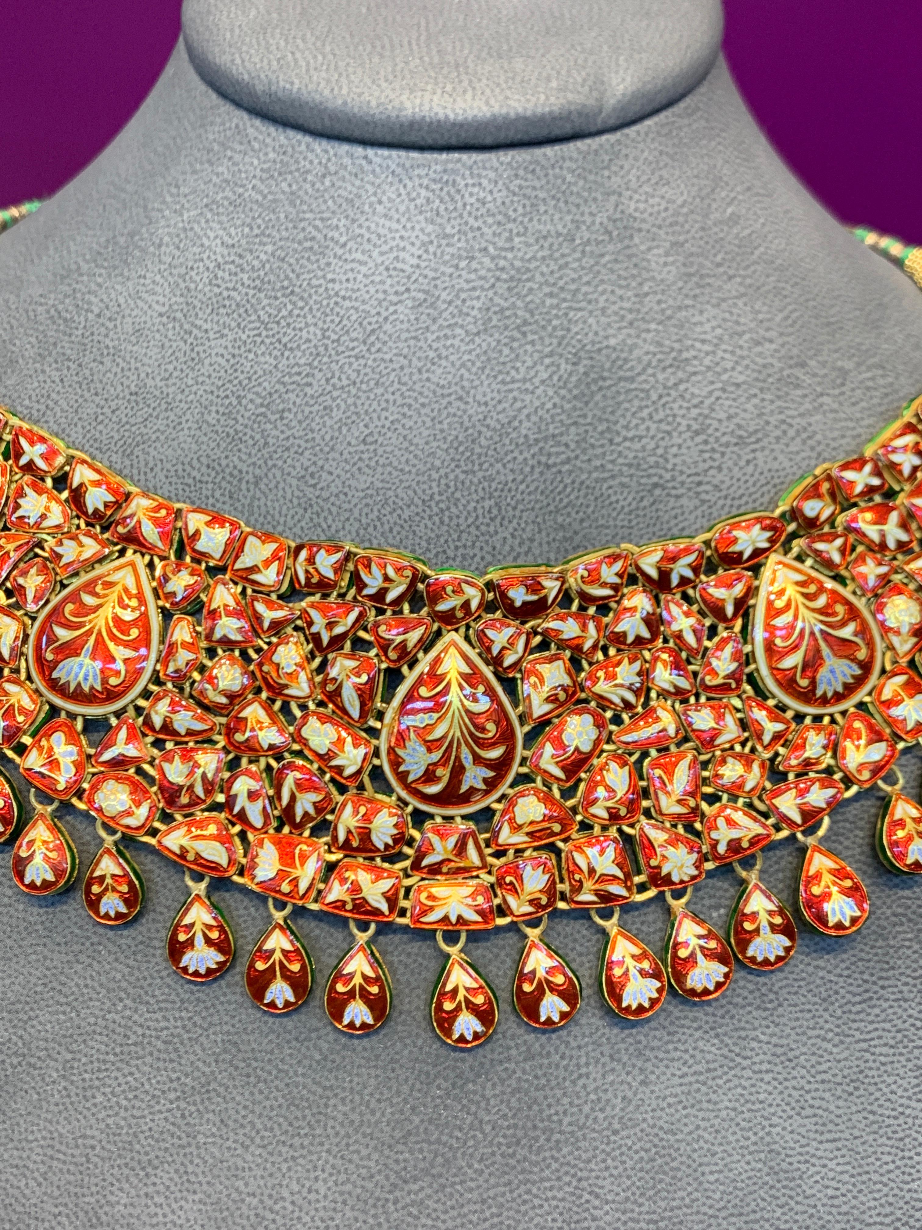 Rose Cut Indian Diamond and Emerald Necklace