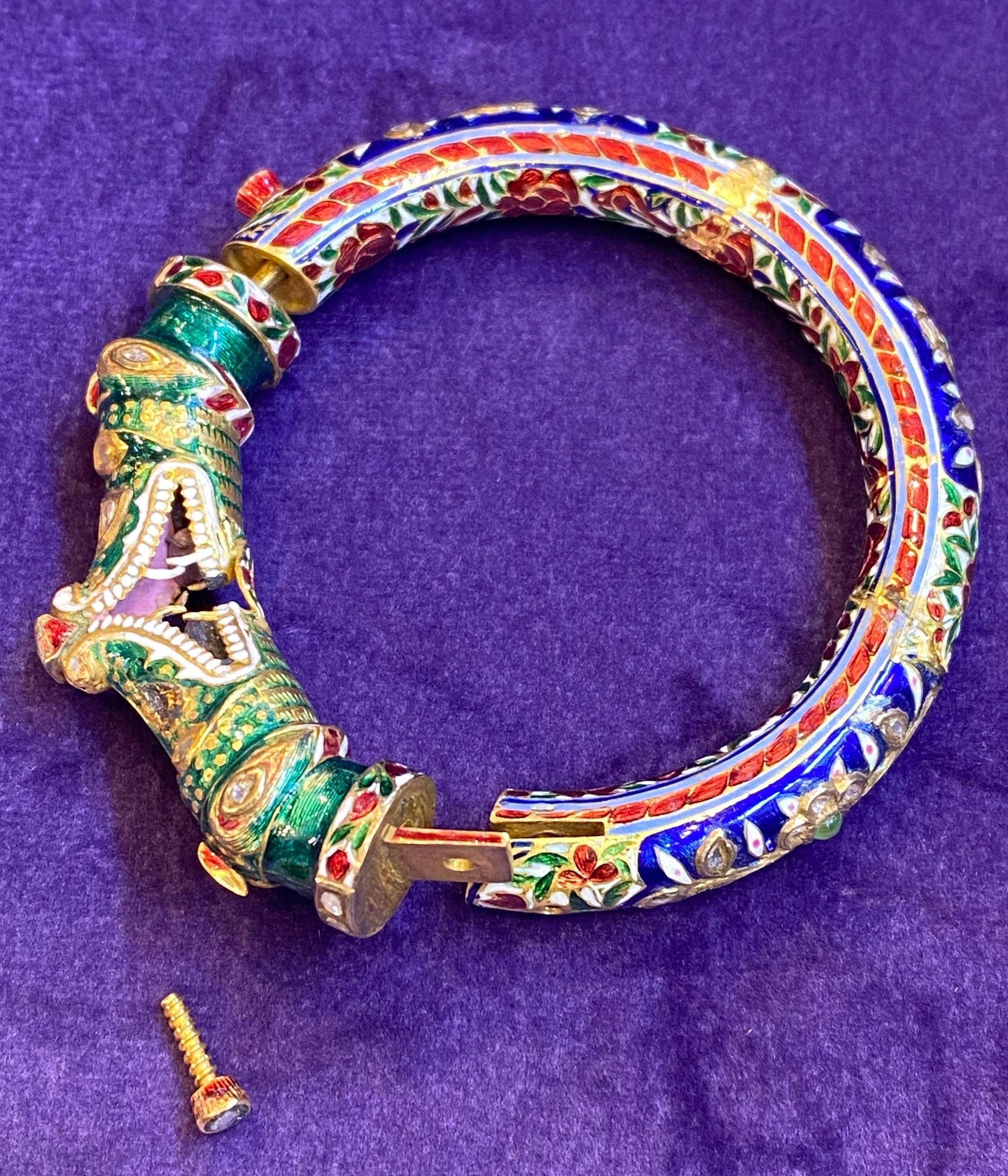 Women's Indian Diamond and Enamel Bangle Bracelet