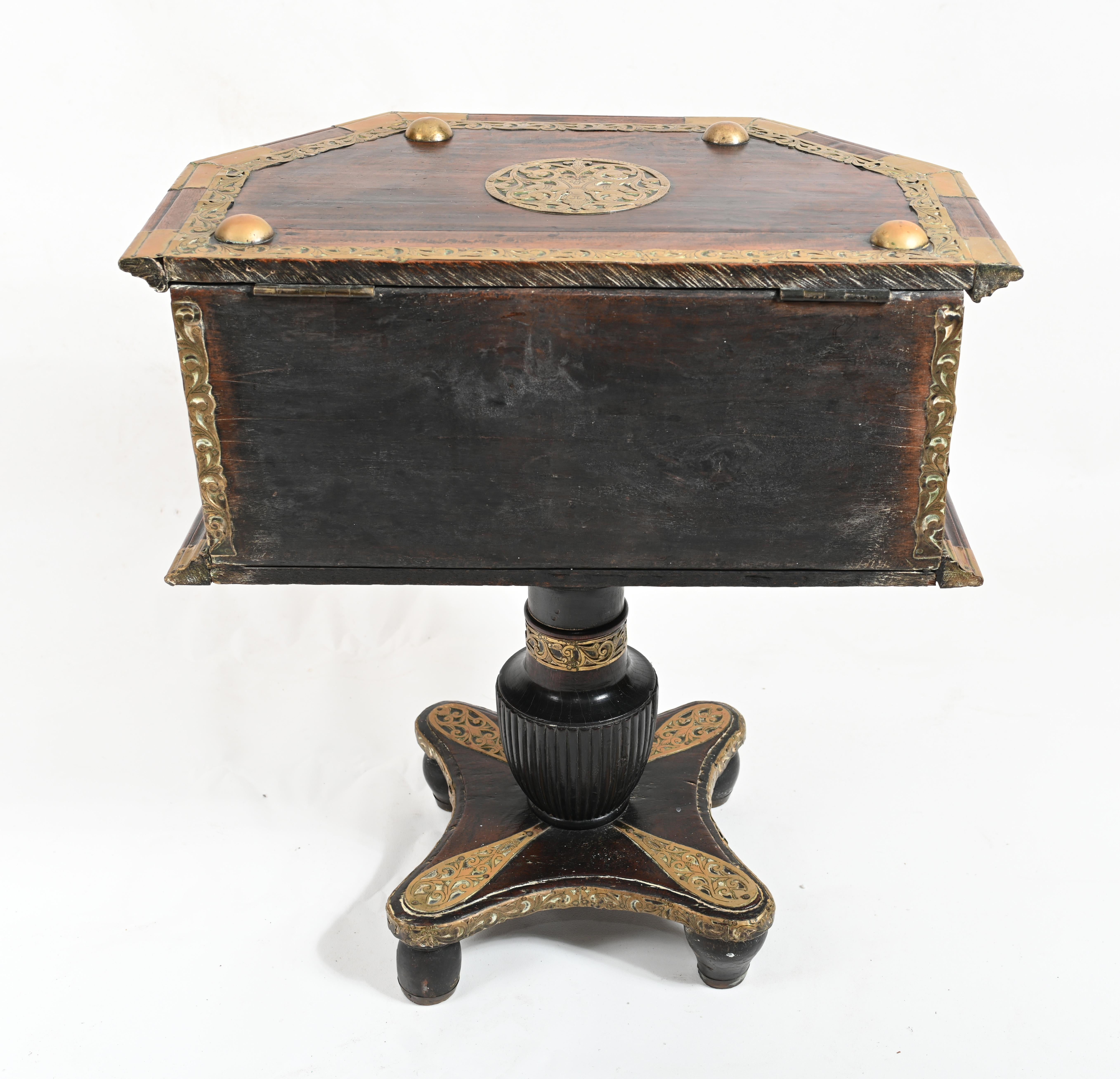 Indian Dowry Chest Cabinet Hindhu Antiques Brass For Sale 6