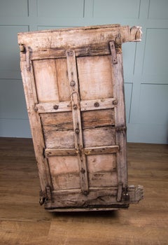 Indian Dowry Chest Carved Detailing with Wheeled Base