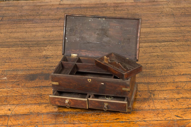 Indian Early 20th Century Brass Bound Wooden Treasure Chest with