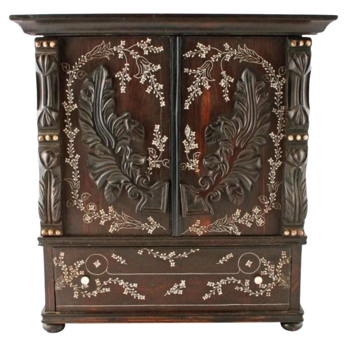 Indian Ebony Miniature Cabinet, 19th Century  For Sale