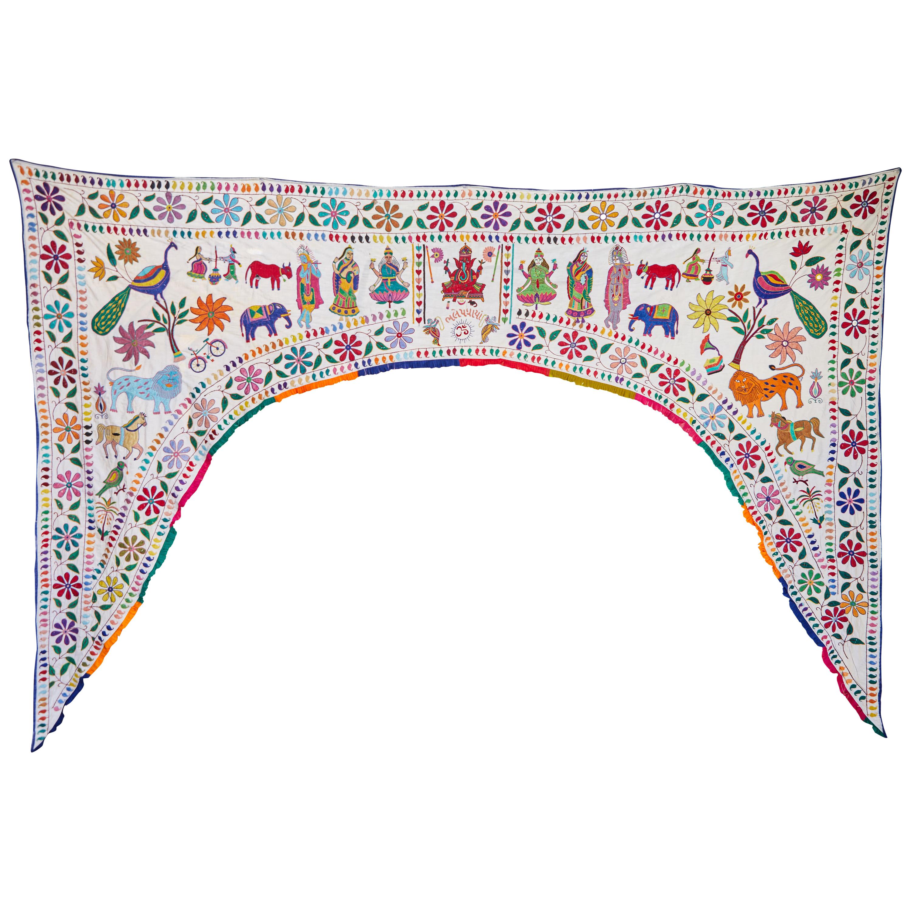 Indian Embroidered  Archway Turan For Sale