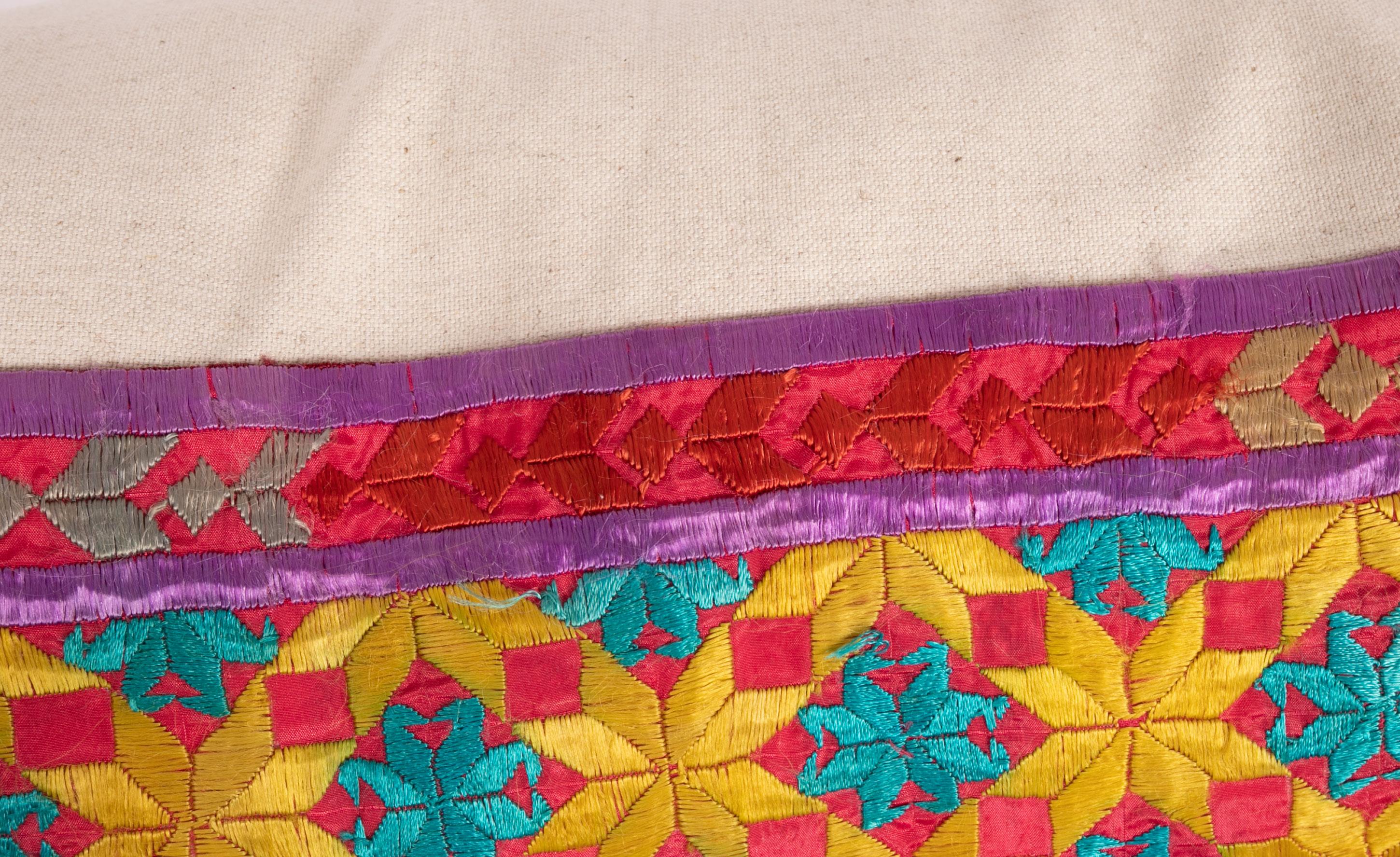 Indian Embroidered Pillow Case, Mid-20th Century For Sale 1