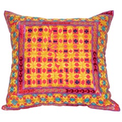 Retro Indian Embroidered Pillow Case, Mid-20th Century