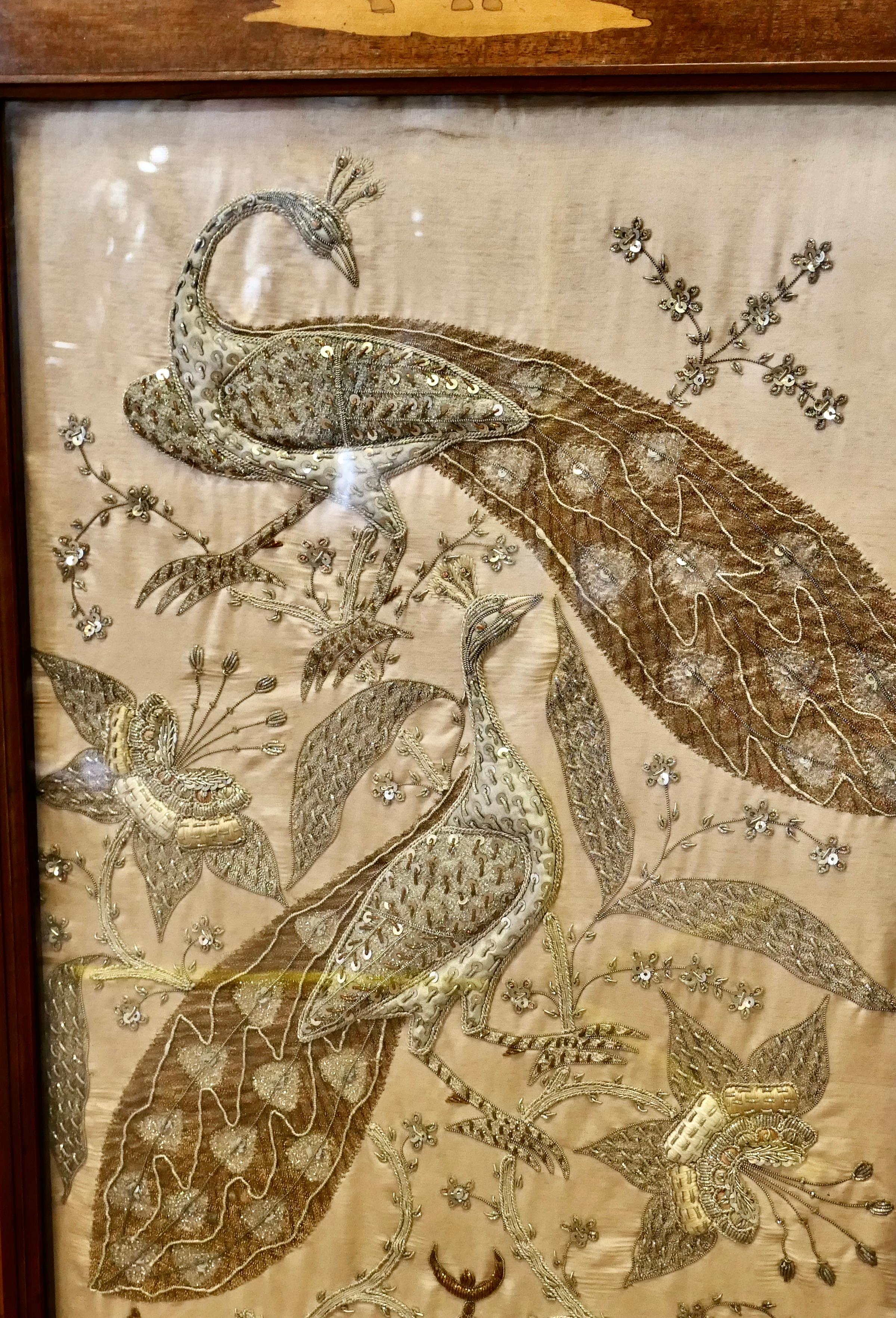 19th Century Indian Embroidered Silver and Gold Taj Mahal Screen For Sale