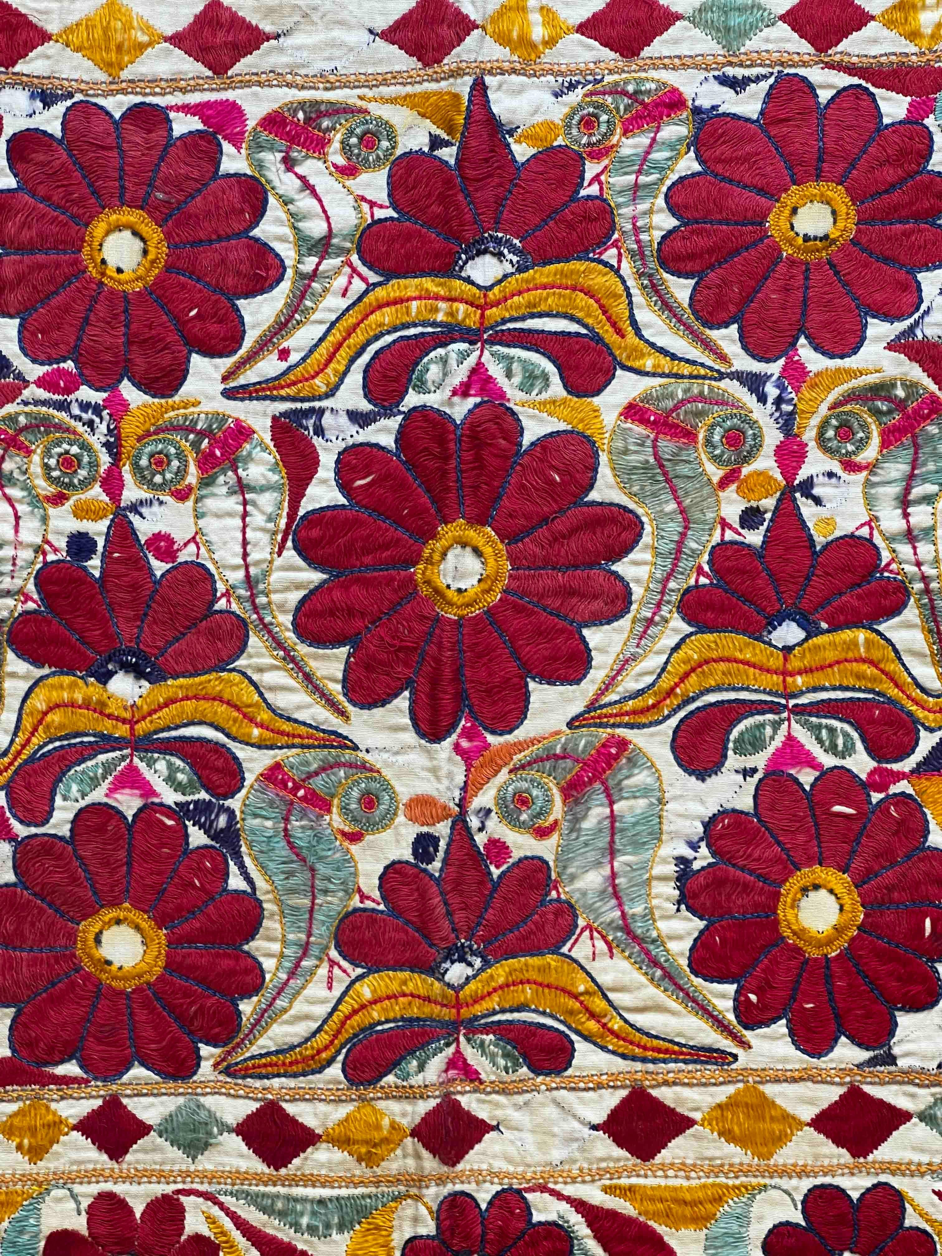 Hand-Crafted Indian Embroidery Fabric, N°1221 For Sale