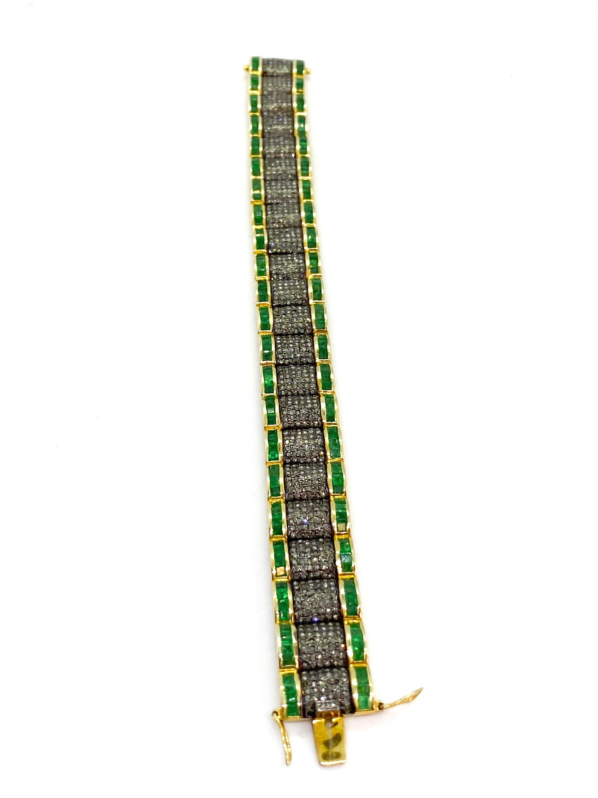 Bracelet de diamants et émeraudes d'Inde Bon état - En vente à Orimattila, FI