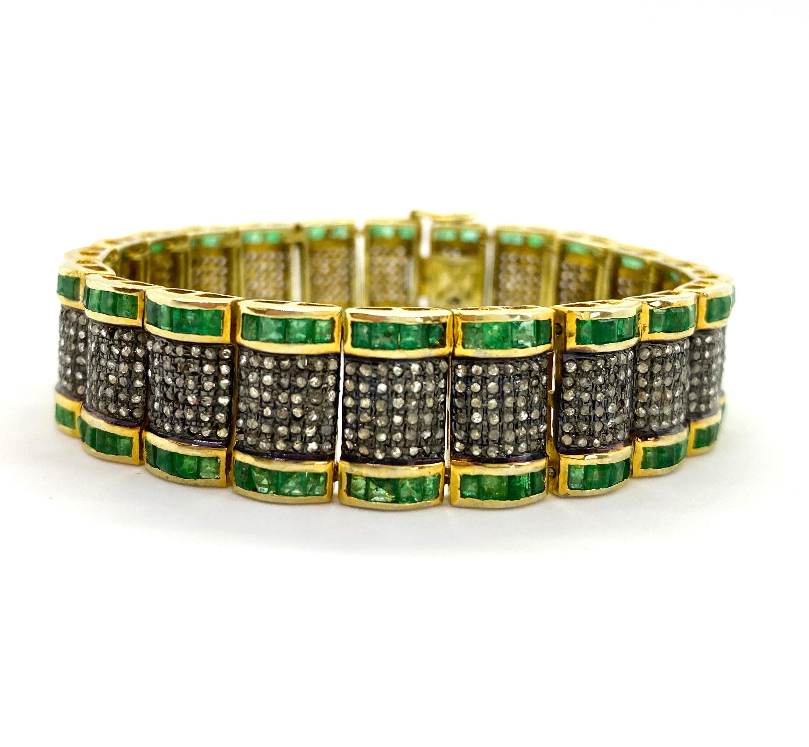 Bracelet de diamants et émeraudes d'Inde en vente 1