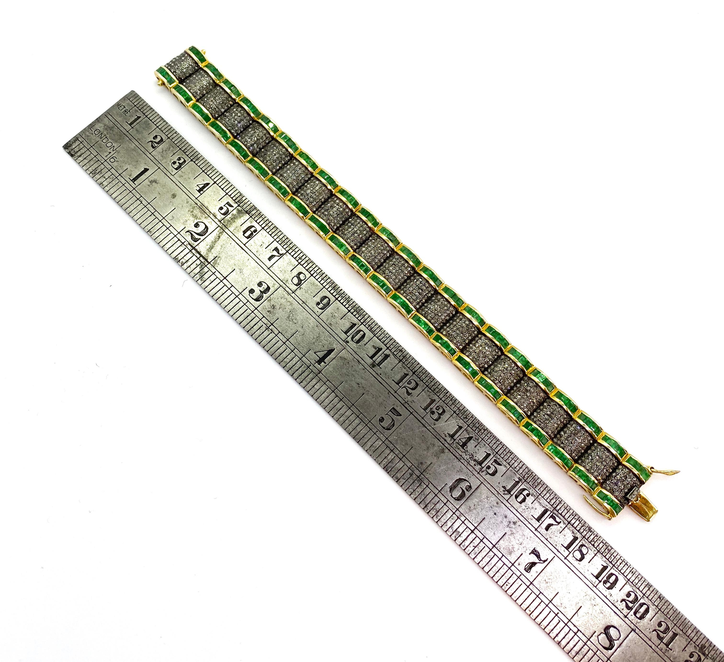 Bracelet de diamants et émeraudes d'Inde en vente 2