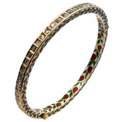 Indian Enamel and Diamond Bangle