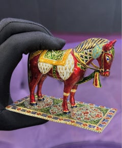 Indian Enamel and Gold Horse Figure