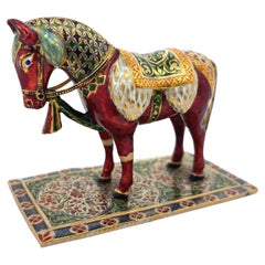 Indian Enamel and Gold Horse Figure