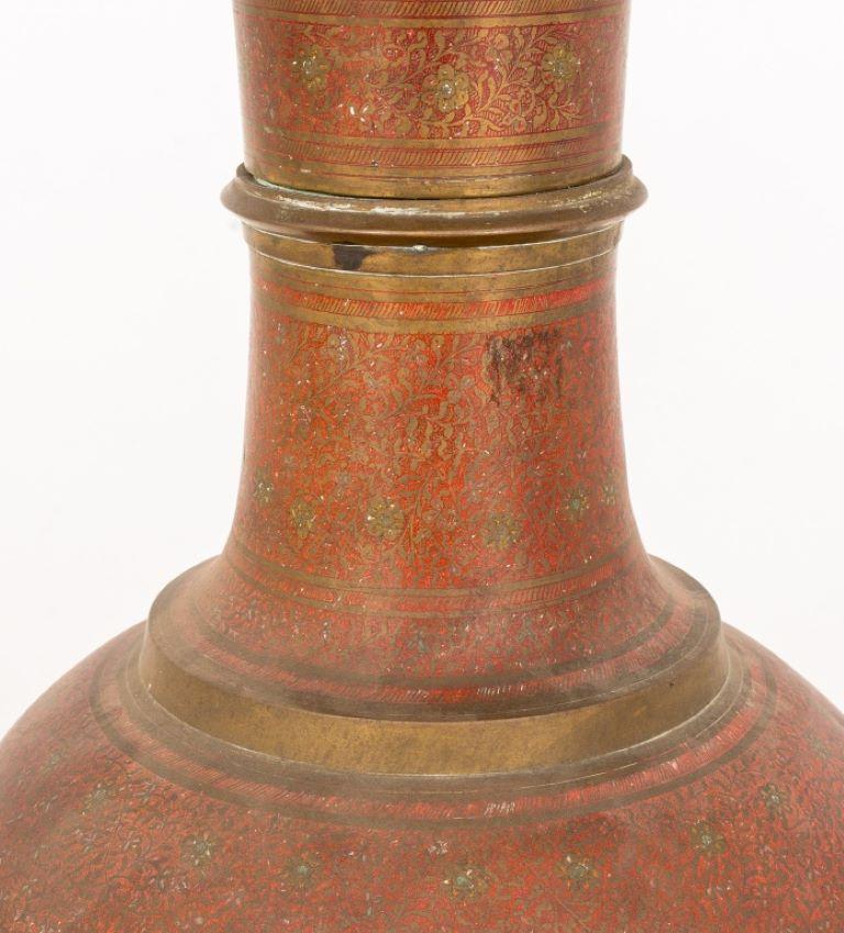 Unknown Indian Enameled Copper Baluster Vase For Sale
