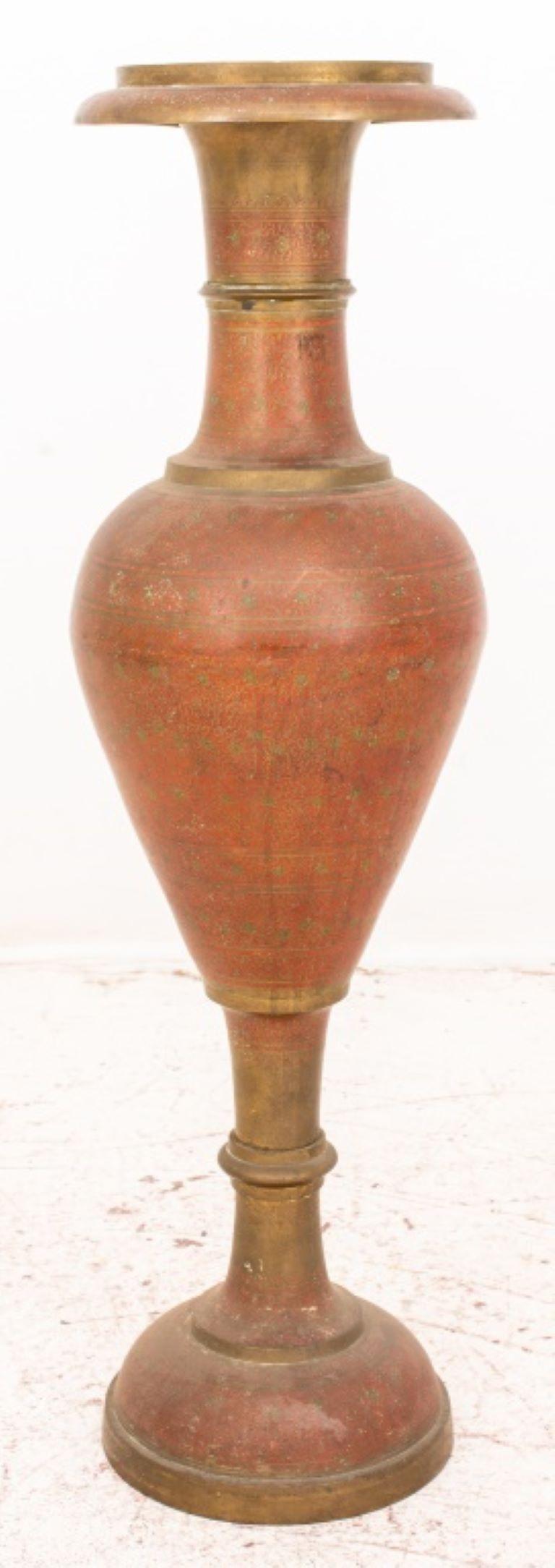 Indian Enameled Copper Baluster Vase In Good Condition For Sale In New York, NY