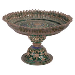 Indisches emailliertes Edelstein-Set  Silber-vergoldete Tazza, um 1800