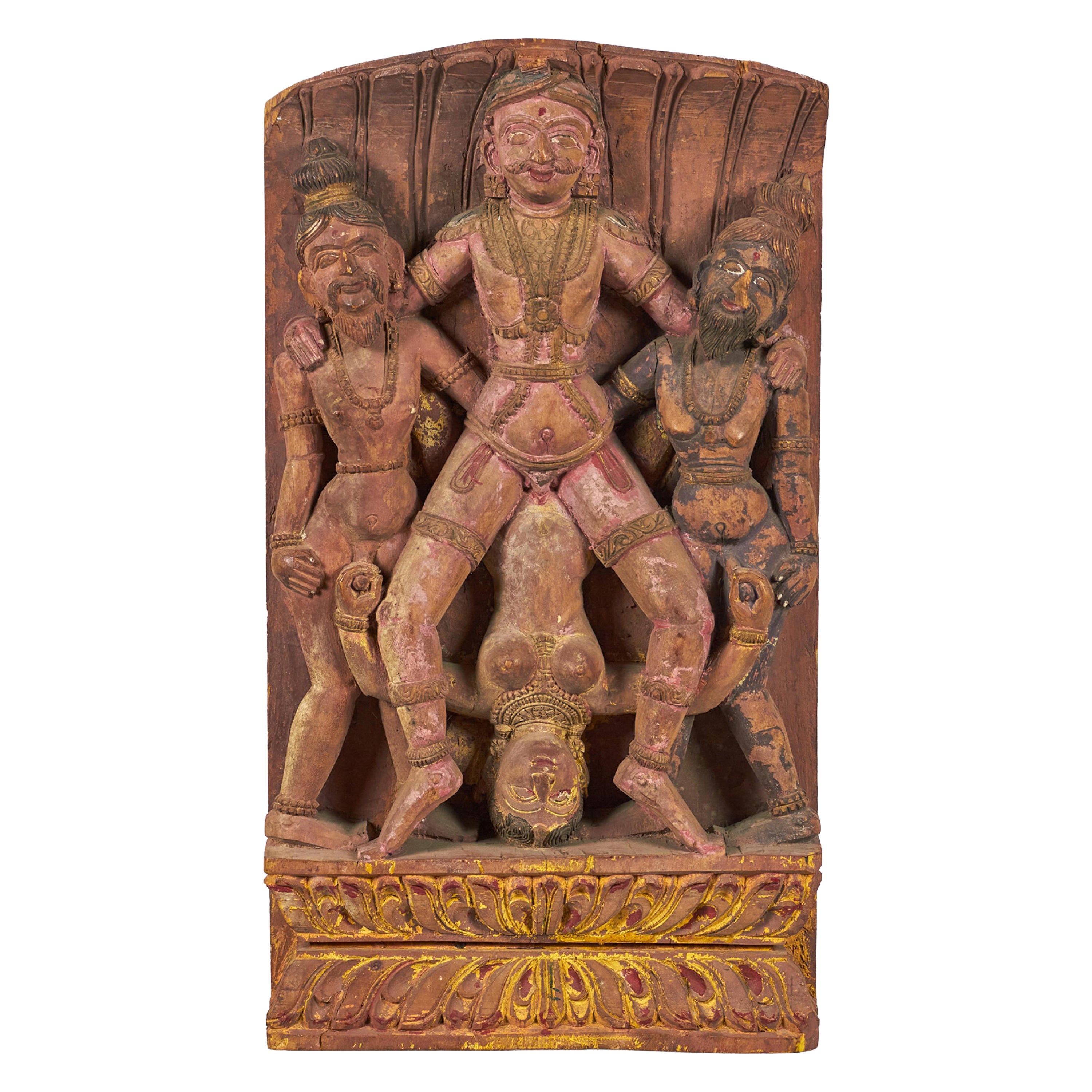Indian Erotic Carved Wall Plaque