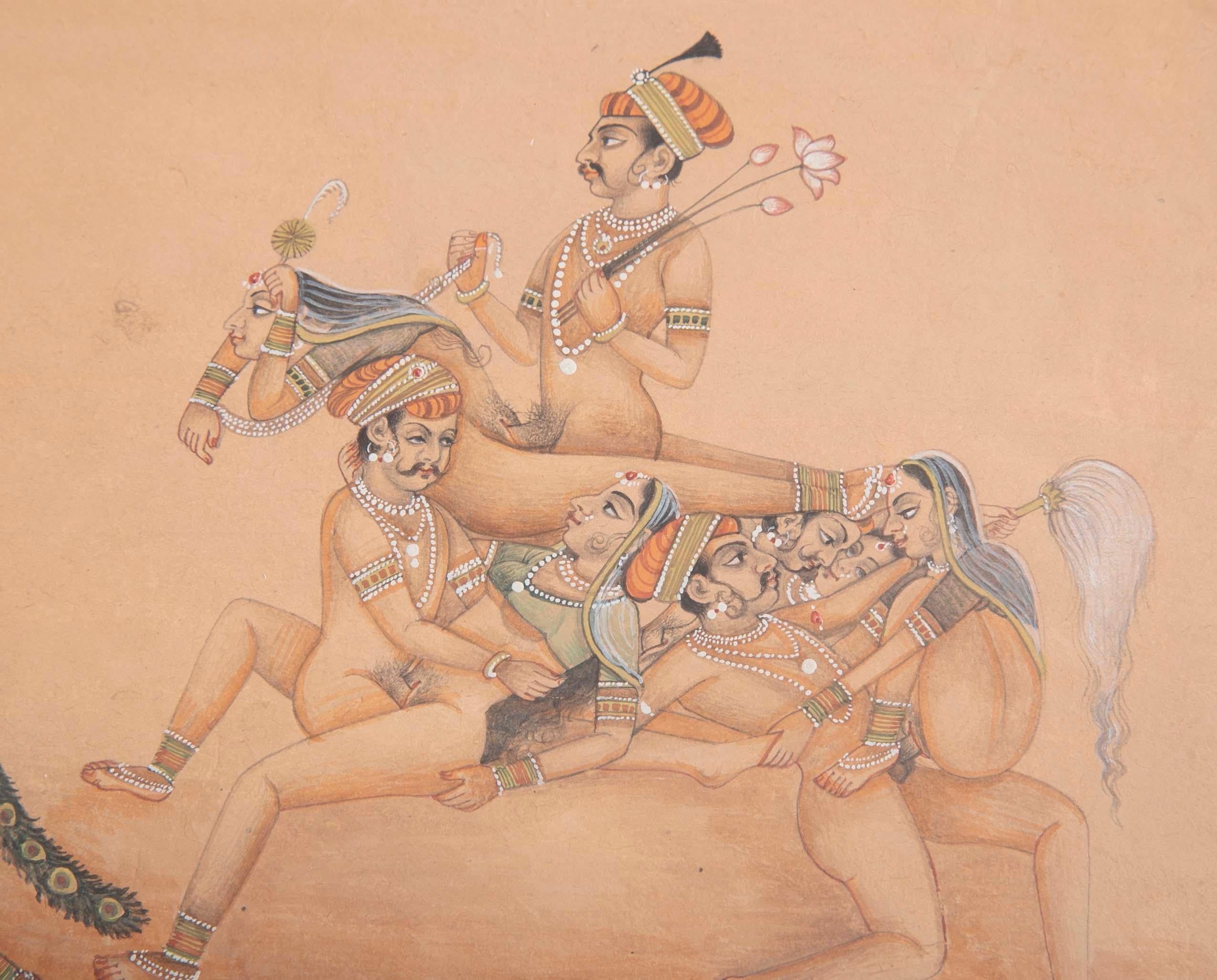 Painted Indian Erotic Kama Sutra Gouache