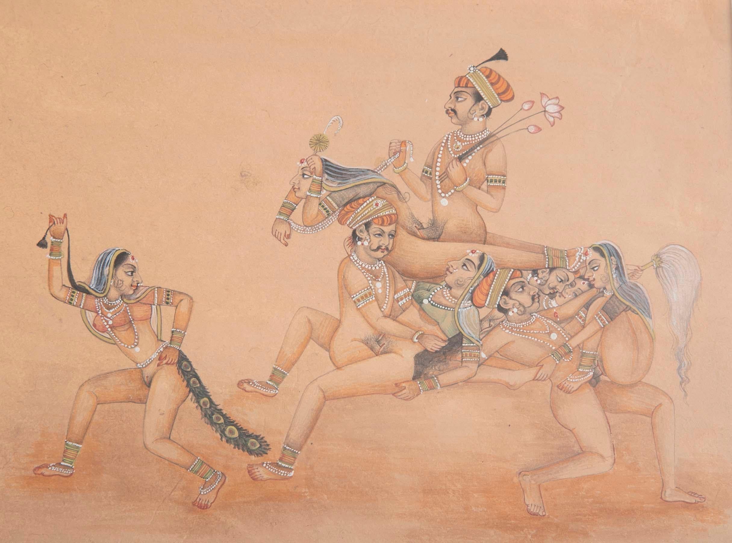 20th Century Indian Erotic Kama Sutra Gouache