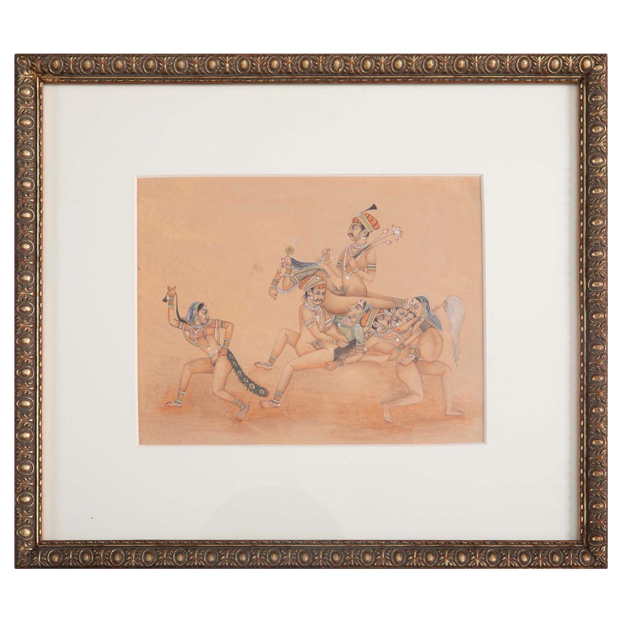 Indian Erotic Kama Sutra Gouache