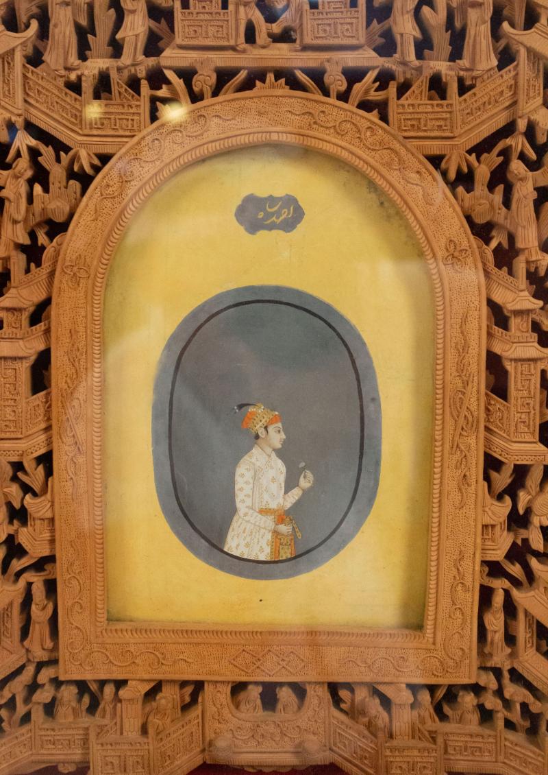 Tribal Indian Filigree Wall Plaque with Framed Miniature Painting For Sale