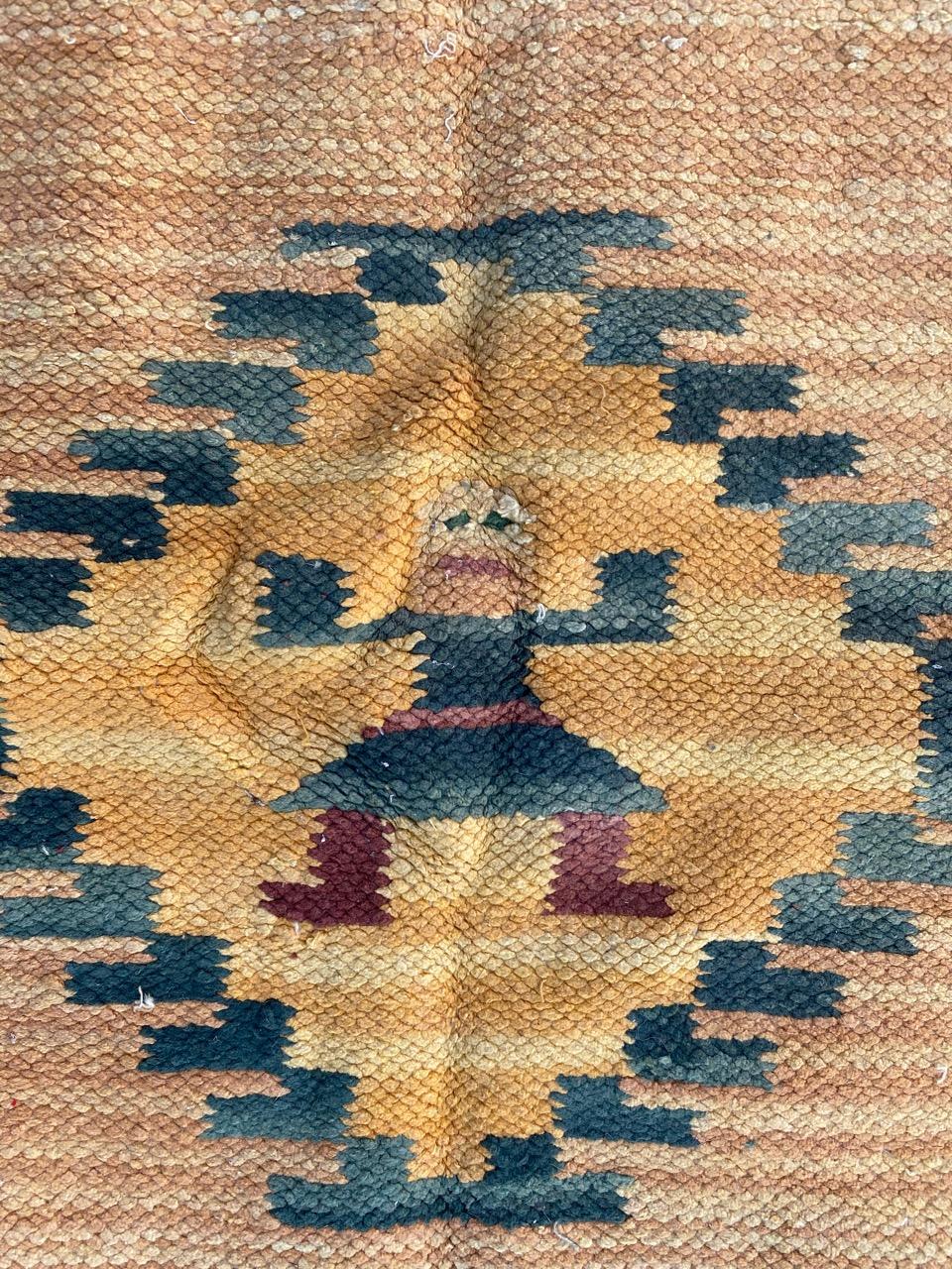 Hand-Woven Indian Flat Durhie Kilim Gabbeh Design For Sale