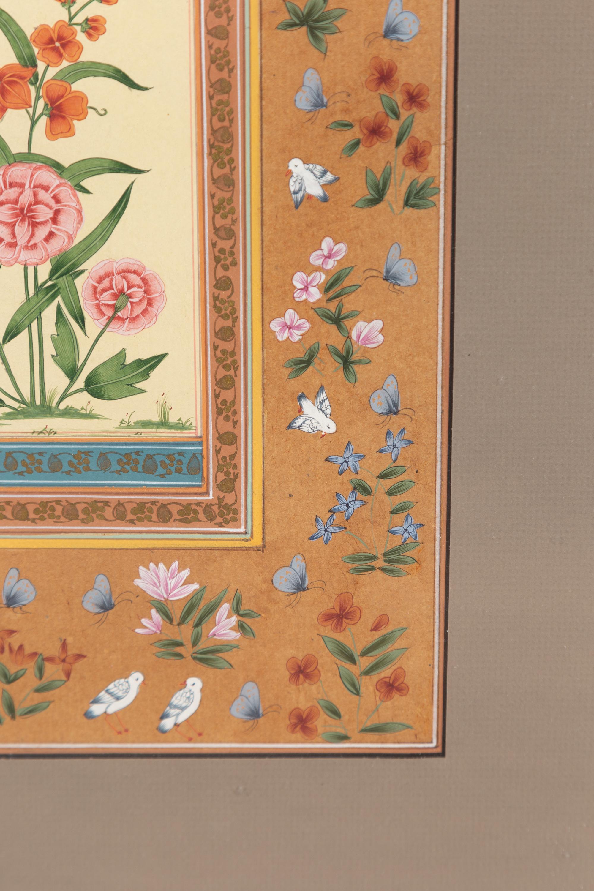 Indian Floral Still-Life from the Midcentury Period with Flowers and Birds 4
