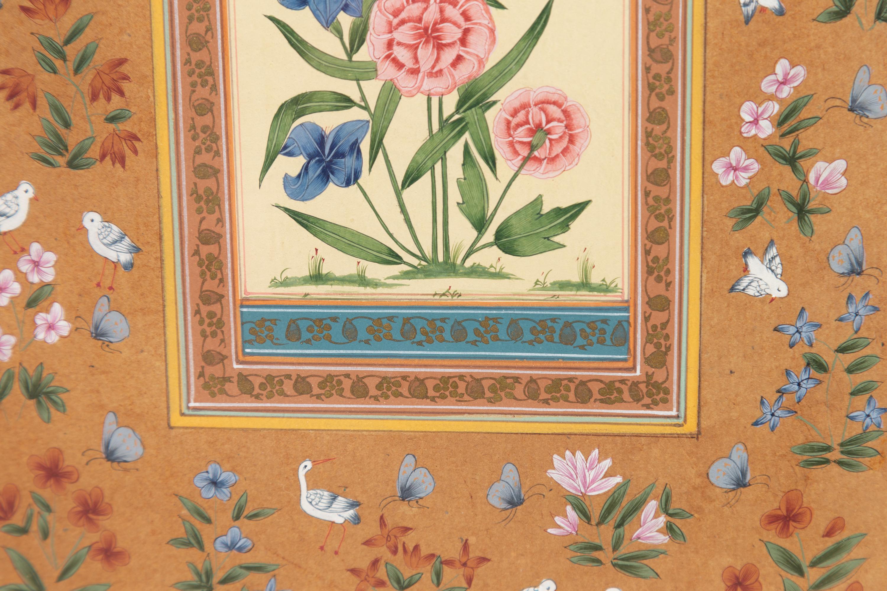 Indian Floral Still-Life from the Midcentury Period with Flowers and Birds 5