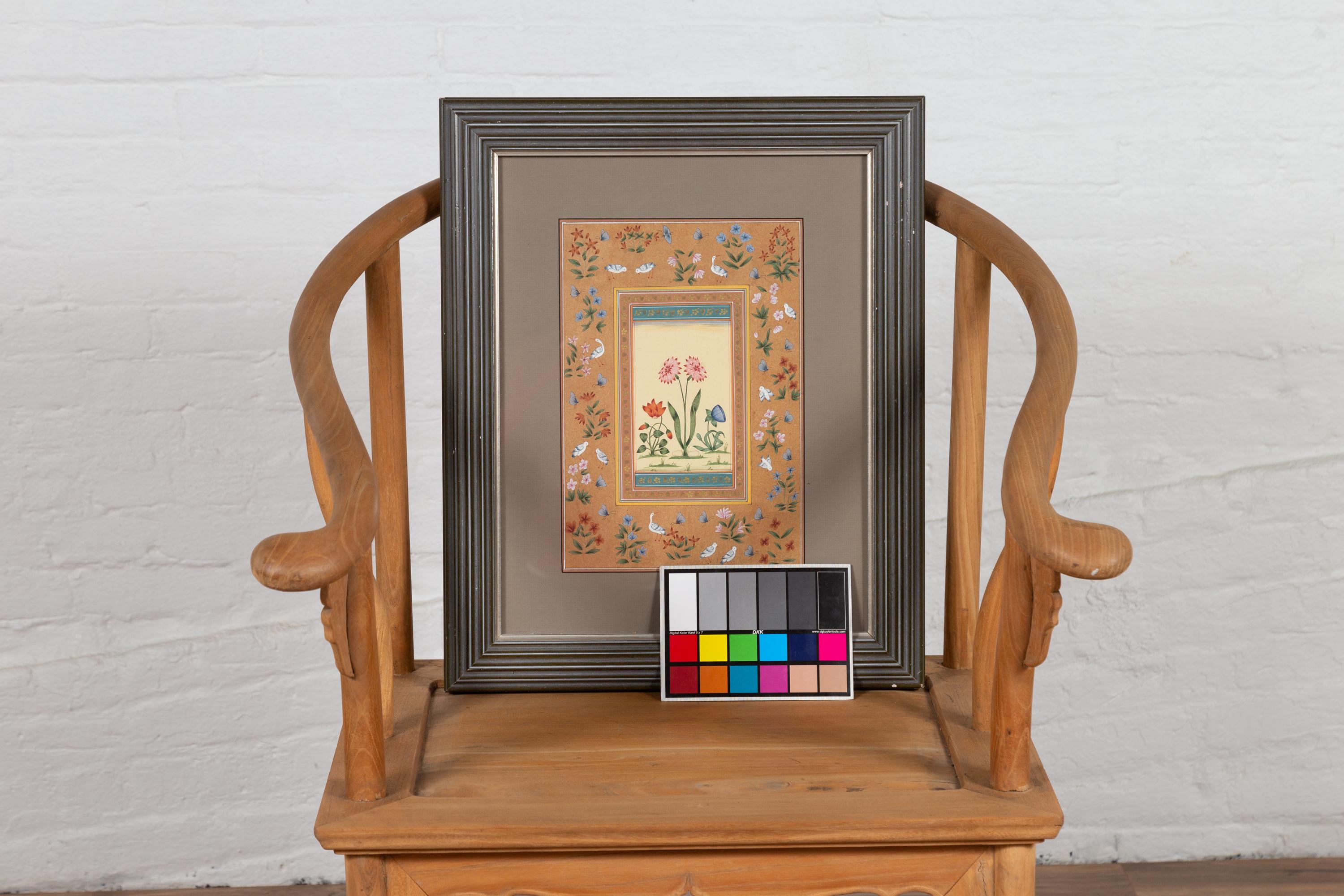 Indian Floral Still-Life from the Midcentury Period with Flowers and Birds 7