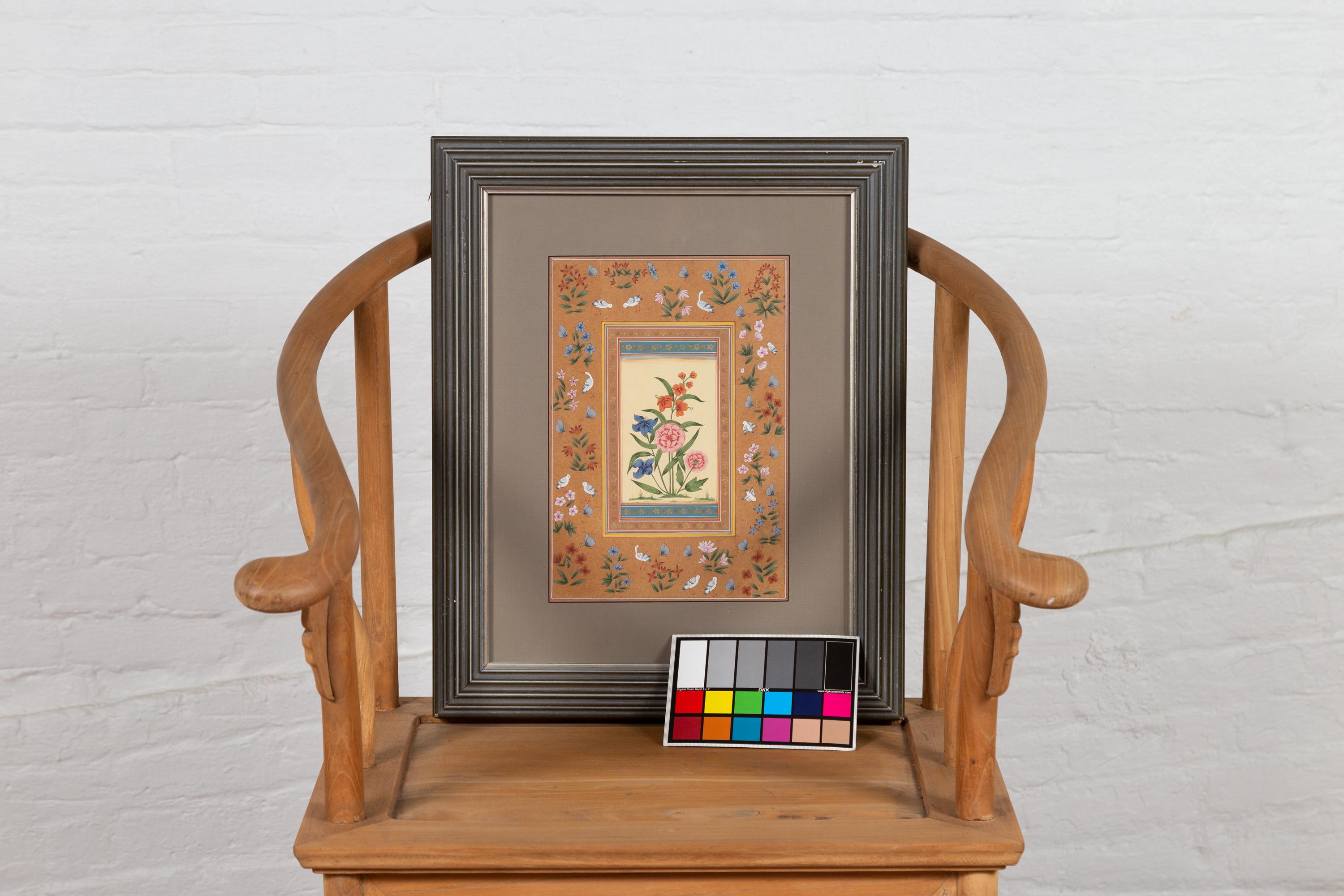 Indian Floral Still-Life from the Midcentury Period with Flowers and Birds 10